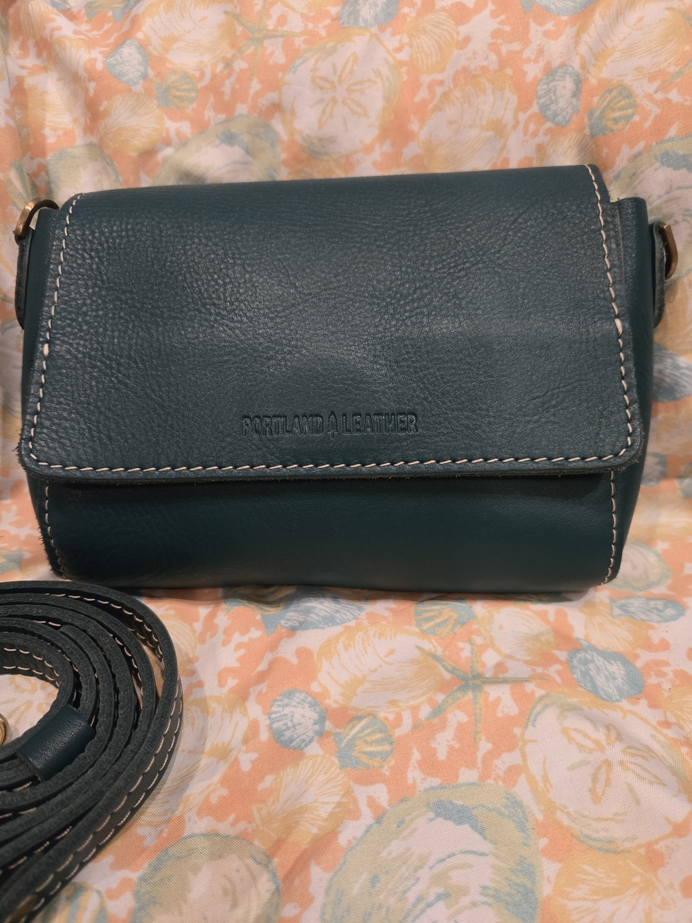 Portland Leather Dark Teal Crossbody Bag. EUC💙💚 - Picture 3 of 11
